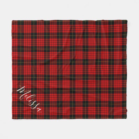 Clan MacQueen Tartan Gepersonaliseerde Naam Fleece Deken (Voorkant (Horizontaal))