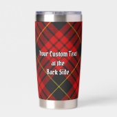 Clan MacQueen Wapen over Tartan Geïsoleerde Drinkbeker (Achterkant)
