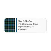 Clan MacRae Helder Blauw en Groen Jacht Tartan Etiket (Voorkant)
