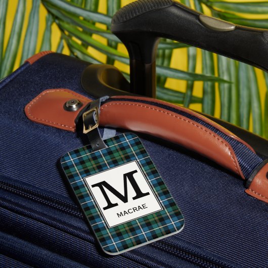 Clan MacRae Jacht Tartan Monogrammed Bagagelabel (Voorkant Insitu 1)