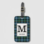 Clan MacRae Jacht Tartan Monogrammed Bagagelabel (Voorkant (verticaal))