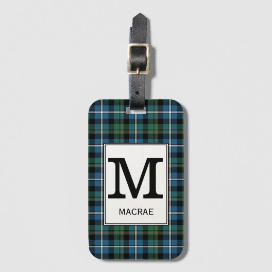 Clan MacRae Jacht Tartan Monogrammed Bagagelabel (Voorkant (verticaal))