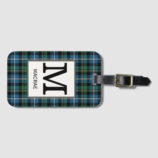Clan MacRae Jacht Tartan Monogrammed Bagagelabel (Voorkant (horizontaal))
