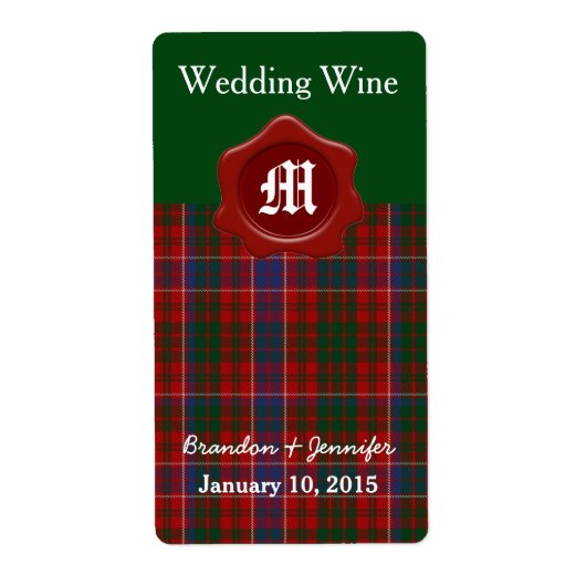 Clan MacRae Pset Wedding Mini Wine Labels (Voorkant)
