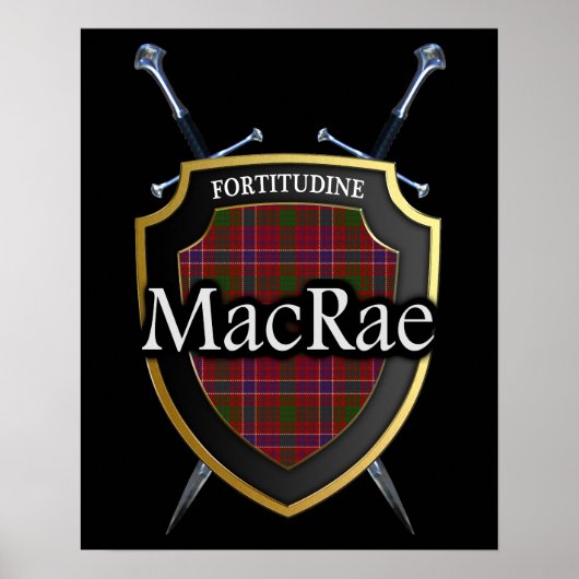 Clan MacRae Tartan Scottish Shield & Swords Poster (Voorkant)