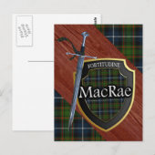 Clan MacRae Tartan Sword & Shield Briefkaart (Voorkant / Achterkant)