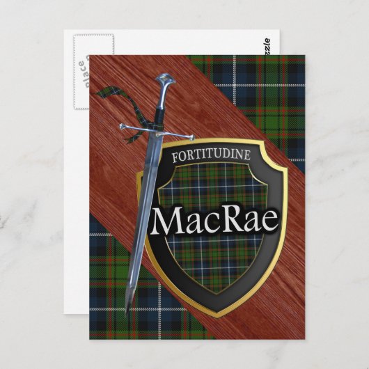 Clan MacRae Tartan Sword & Shield Briefkaart (Voorkant / Achterkant)