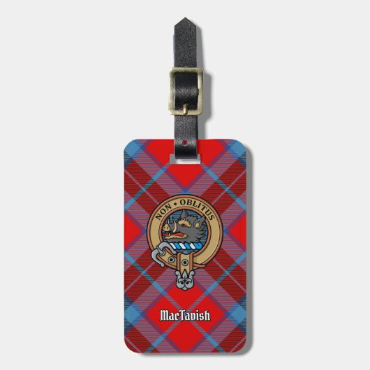 Clan MacTavish Crest over Tartan Bagagelabel (Voorkant verticaal)