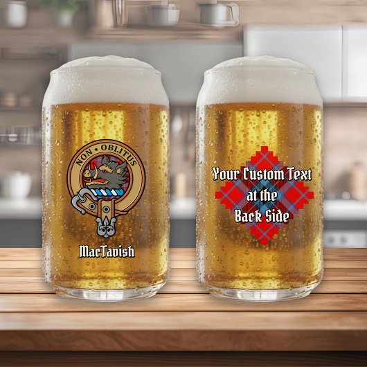 Clan MacTavish Crest over Tartan Blikvorm Glas