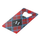 Clan MacTavish Crest over Tartan Creditkaart Flessenopener (Voorkant Gekanteld)