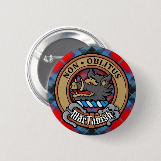 Clan MacTavish Crest over Tartan Ronde Button 5,7 Cm (Voorkant /achterkant)