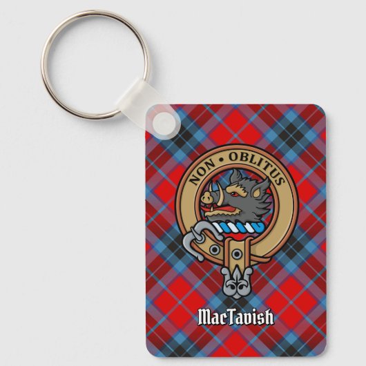 Clan MacTavish Crest over Tartan Sleutelhanger (Voorkant)