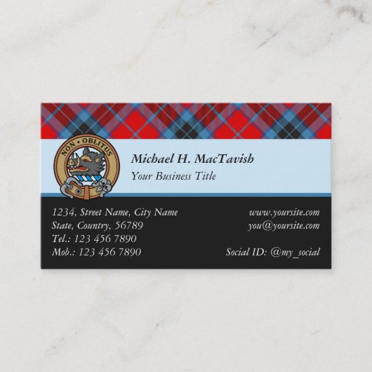 Clan MacTavish Tartan Visitekaartje (Voorkant)
