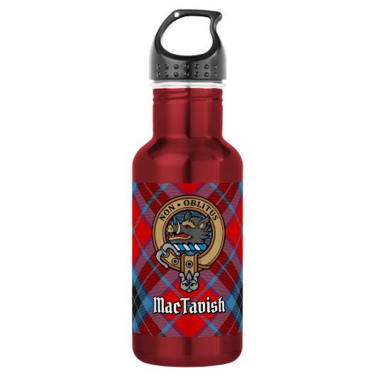 Clan MacTavish Wapen over Tartan Waterfles (Voorkant)