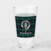 Clan Malcolm Crest Badge en Tartan Glas (Voorkant)