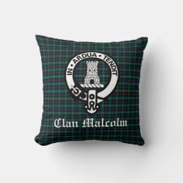 Clan Malcolm Crest Badge en Tartan Kussen