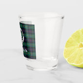 Clan Malcolm Crest Badge en Tartan Shot Glas (Rechts)