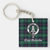 Clan Malcolm Crest Badge en Tartan Sleutelhanger (voorkant)