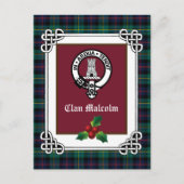 Clan Malcolm Crest Badge & Tartan Holiday Briefkaa Briefkaart (Voorkant)
