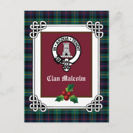 Clan Malcolm Crest Badge & Tartan Holiday Briefkaa Briefkaart