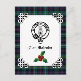 Clan Malcolm Crest Badge & Tartan Holiday Briefkaart