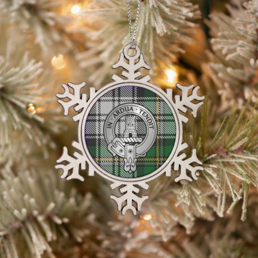 Clan Malcolm Crest & Dress Tartan Tin Sneeuwvlok Ornament (Boom)