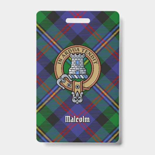 Clan Malcolm Crest over tartan Badge (Voorzijde)