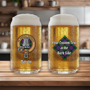 Clan Malcolm Crest over tartan Blikvorm Glas