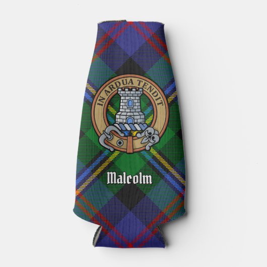 Clan Malcolm Crest over tartan Flesjeskoeler (Voorkant)