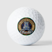 Clan Malcolm Crest over Tartan Golfballen (Voorkant)