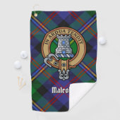 Clan Malcolm Crest over Tartan Golfhanddoek (Insitu)