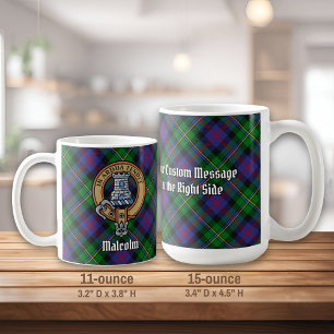Clan Malcolm Crest over tartan Koffiemok