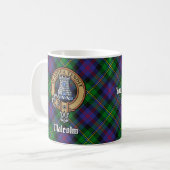 Clan Malcolm Crest over tartan Koffiemok (Voorkant links)