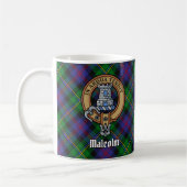 Clan Malcolm Crest over tartan Koffiemok (Links)