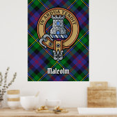 Clan Malcolm Crest over Tartan Poster (Keuken)