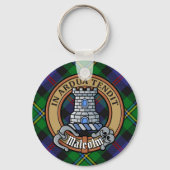 Clan Malcolm Crest over tartan Sleutelhanger (Voorkant)