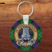 Clan Malcolm Crest over tartan Sleutelhanger (Voorkant)