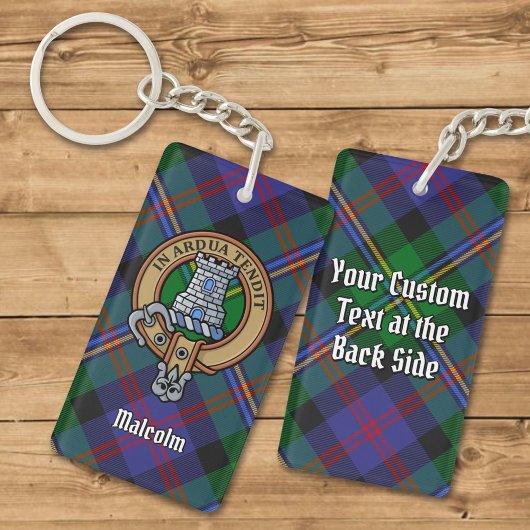 Clan Malcolm Crest over Tartan Sleutelhanger