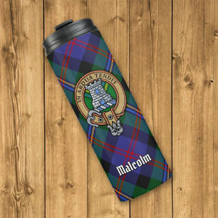 Clan Malcolm Crest over tartan Thermosbeker