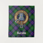 Clan Malcolm Crest over Tartan Wandkleed (Voorkant)