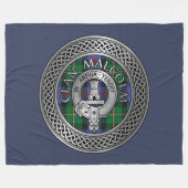 Clan Malcolm Crest & Tartan Knot Fleece Deken (Voorkant (Horizontaal))