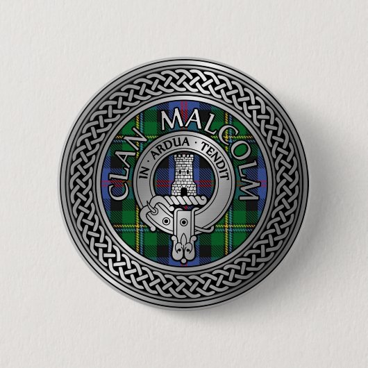 Clan Malcolm Crest & Tartan Knot Ronde Button 5,7 Cm (Voorkant)