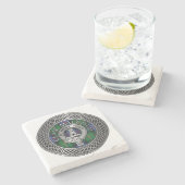 Clan Malcolm Crest & Tartan Knot Stenen Onderzetter (Zijkant)