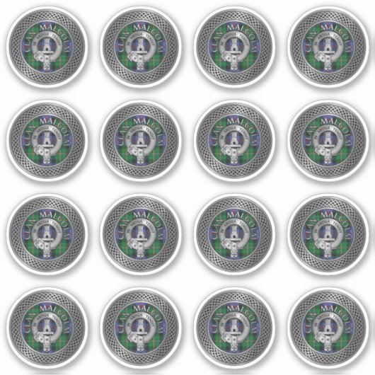 Clan Malcolm Crest & Tartan Knot Sticker (Voorkant)