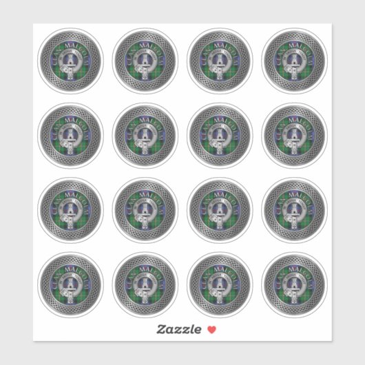 Clan Malcolm Crest & Tartan Knot Sticker (Vel)