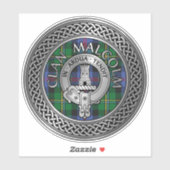 Clan Malcolm Crest & Tartan Knot Sticker (Vel)