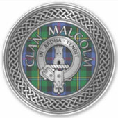 Clan Malcolm Crest & Tartan Knot Sticker (Voorkant)