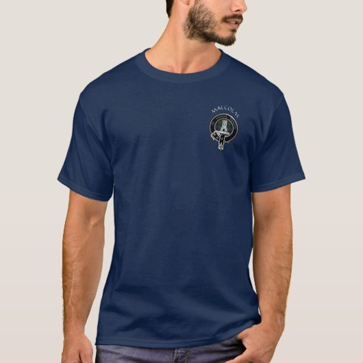 Clan Malcolm Crest & Tartan T-Shirt (Voorkant)