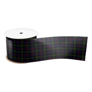 Clan Malcolm Pset Tartan Green Paars Black Check Satijnen Lint