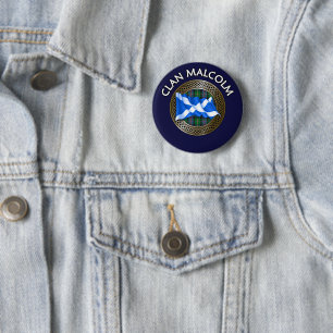 Clan Malcolm Schotse Knoop & Vlag Ronde Button 5,7 Cm